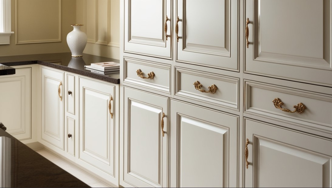 White Kitchen Cabinets with Gold Hardware